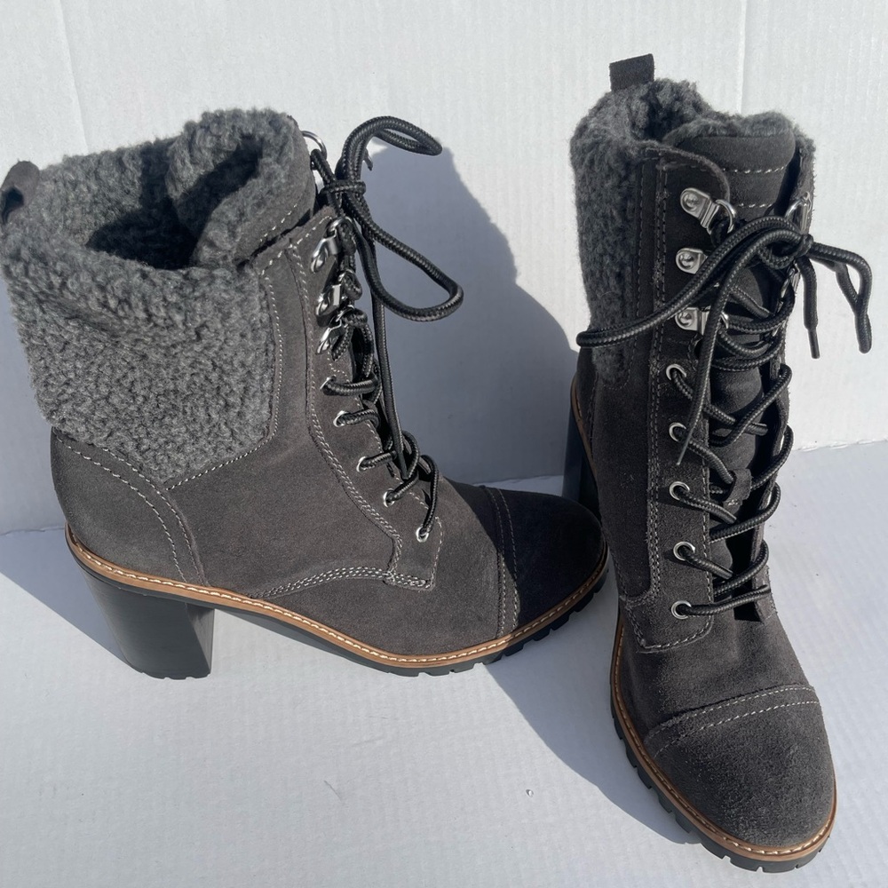 Nine West Perry Faux Suede Lace-Up Heel Boots | Size 9.5 - Picture 4 of 8